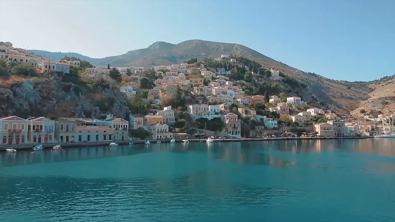 The harbour of Symi on a boat day from Rhodes